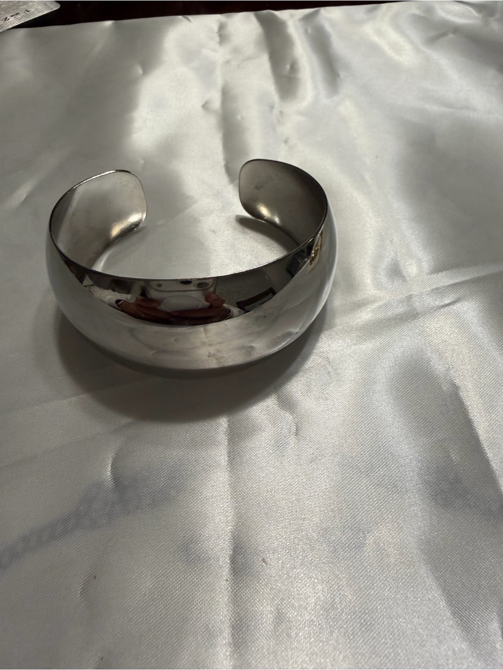 Polished Silver-Tone Wide Cuff Bracelet for Women